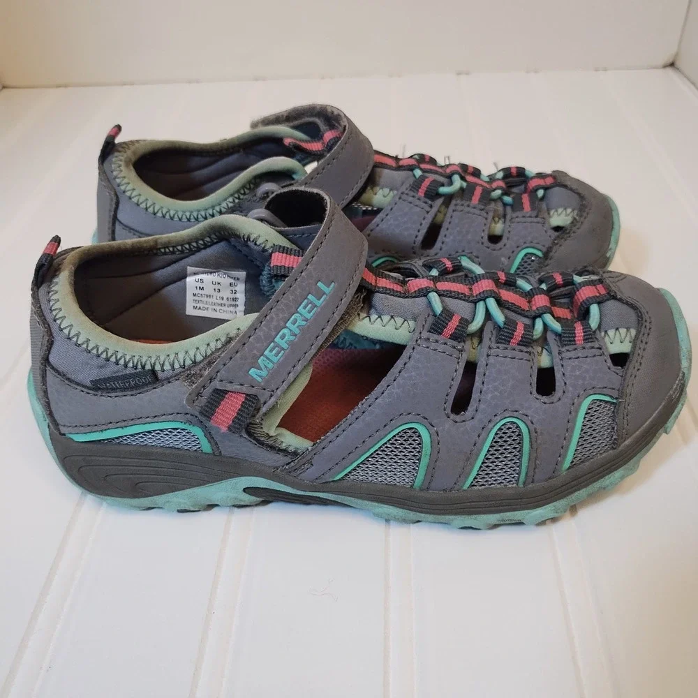 Merrell ML-Hydro H2O‎ Hiker Kids Grey Mint Pink Water Sandals Shoes 1M MC57961